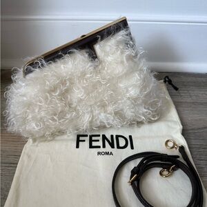 Fendi Cream Shearling Clutch